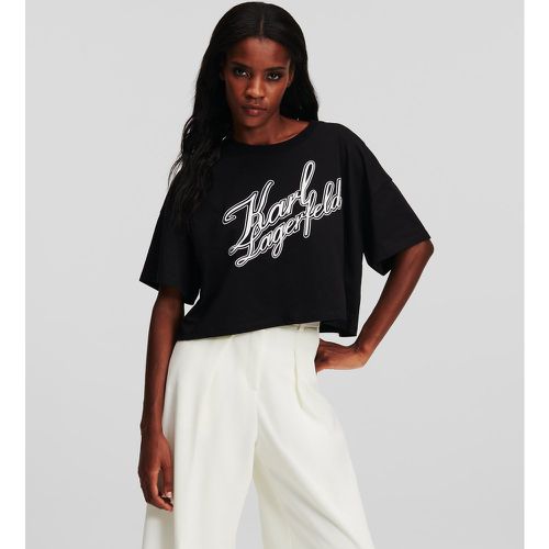T-shirt Cropped D'inspiration Universitaire, , , Taille: XL - Karl Lagerfeld - Modalova