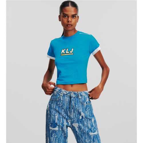T-shirt Cropped Inspiration Skate Klj, , MER DES CARAÏBES, Taille: XXS - Karl Lagerfeld - Modalova
