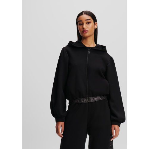 Sweat À Capuche Zippé Avec Galon À Logo Brillant, , , Taille: L - Karl Lagerfeld - Modalova