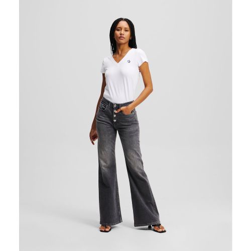 Jean Flare En Denim Taille Haute À Fermeture Boutonnée, , , Taille: W24 L30 - Karl Lagerfeld - Modalova