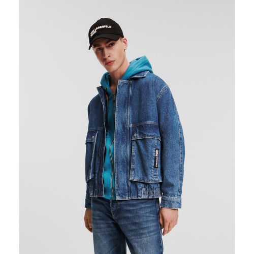 Blouson Aviateur En Jean Avec Galon À Logo Klj, , BLEU DÉLAVÉ, Taille: XL - KL Jeans - Modalova