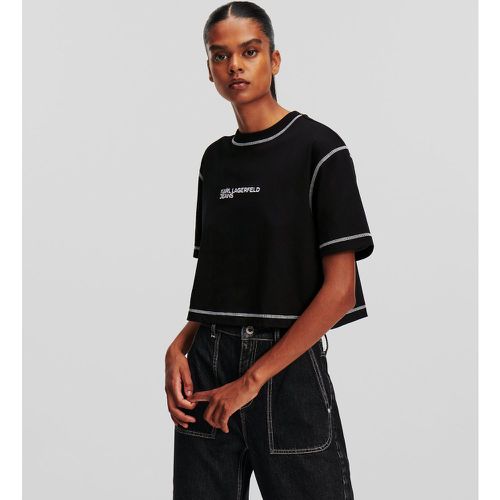 T-shirt Cropped À Coutures Contrastées Klj, , , Taille: XM - Karl Lagerfeld - Modalova