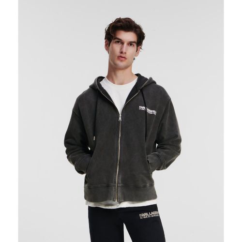 Sweat-shirt Délavé Et Zippé À Capuche Rue St-guillaume, , , Taille: XL - Karl Lagerfeld - Modalova
