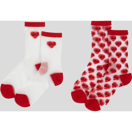 Chaussettes En Mesh K/heart – Lot De 2, , , Taille: X00 - Karl Lagerfeld - Modalova