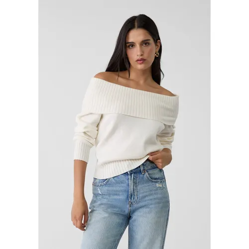 Pull en maille à épaules nues Écru XS - Stradivarius - Modalova