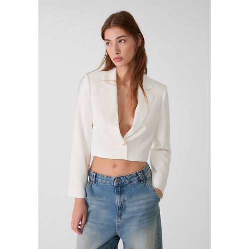 Blazer cropped fluide Écru XS - Stradivarius - Modalova