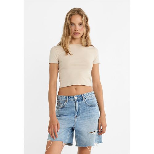 Crop top en coton à manches courtes S - Stradivarius - Modalova