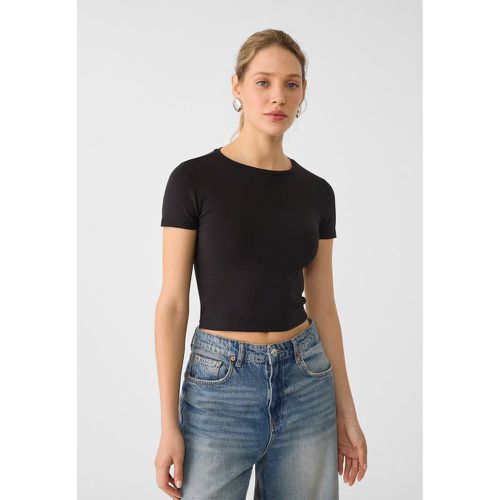 Crop top en coton à manches courtes XS - Stradivarius - Modalova