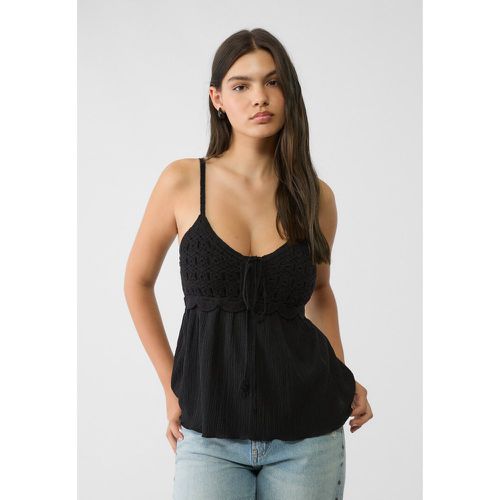 Top fluide contrastant en crochet XS - Stradivarius - Modalova