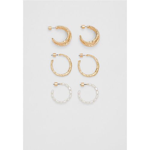 Lot de 3 paires de boucles d’oreilles anneaux et perle OS - Stradivarius - Modalova