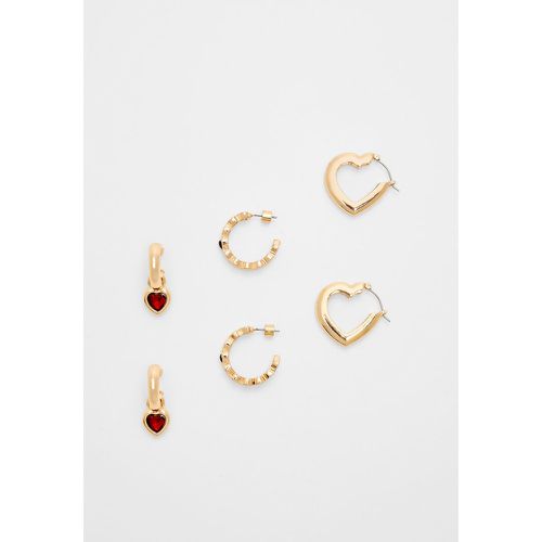 Lot de 3 paires de boucles d’oreilles cœur OS - Stradivarius - Modalova