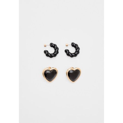 Lot de 2 paires de boucles d’oreilles anneaux et cœur OS - Stradivarius - Modalova