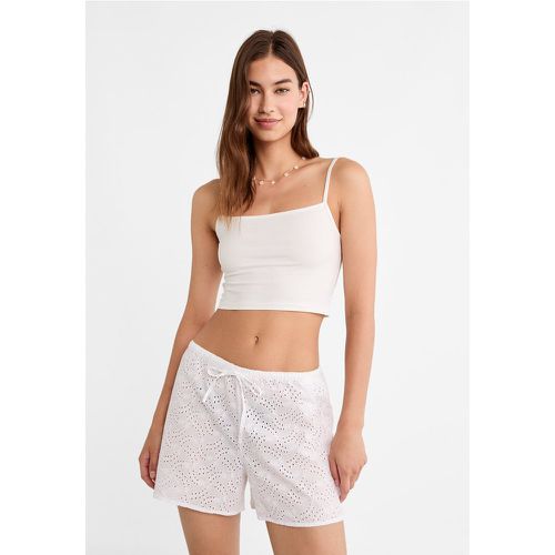 Short à taille élastique avec broderie XS - Stradivarius - Modalova