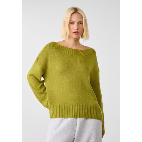 Pull en maille à col bateau côtelé XL - Stradivarius - Modalova