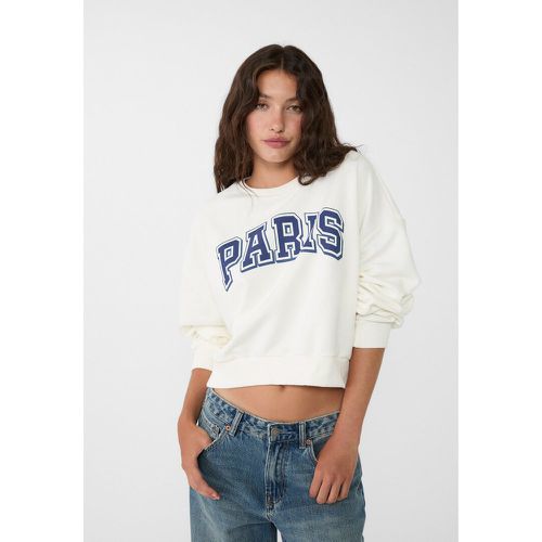 Sweat cropped imprimé Écru XS - Stradivarius - Modalova