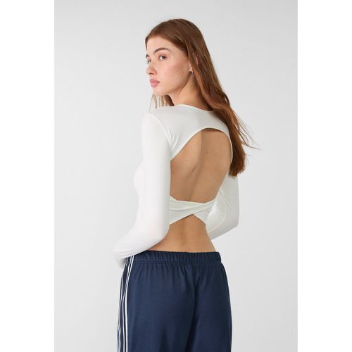 T-shirt cropped dos nu Écru XL - Stradivarius - Modalova