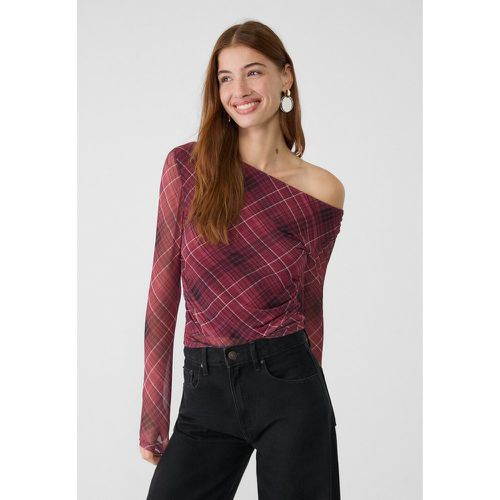 Top asymétrique à carreaux XS - Stradivarius - Modalova