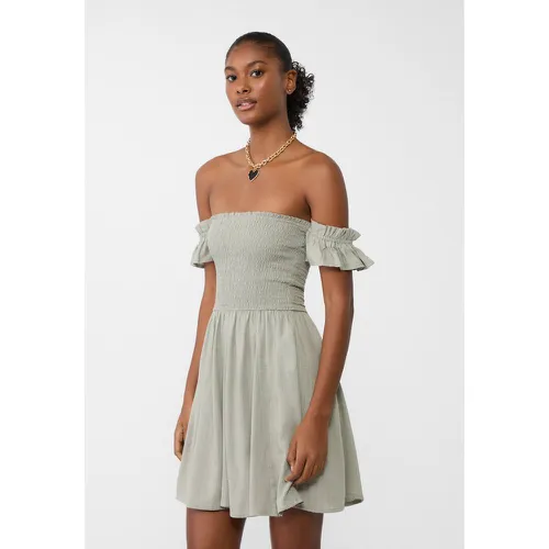 Robe courte fluide avec lin S - Stradivarius - Modalova