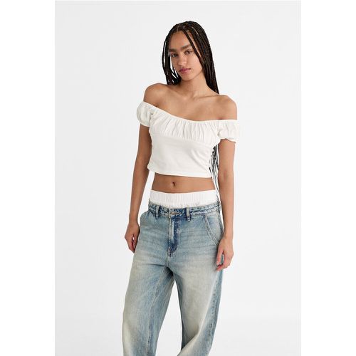 Stradivarius Top froncé Blanc XS - Stradivarius - Modalova