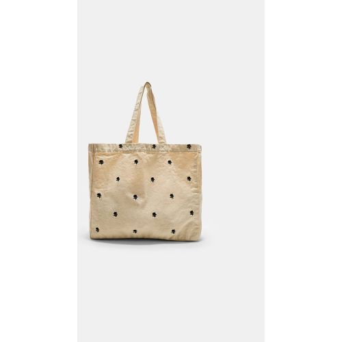 Sac tissé brodé de fleurs Écru OS - Stradivarius - Modalova
