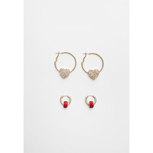 Lot de 2 paires d’anneaux cœur brillants OS - Stradivarius - Modalova