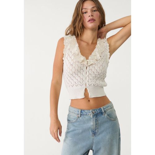 Débardeur en maille dentelle à volants XS - Stradivarius - Modalova