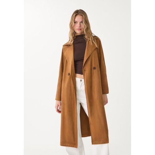 Trench long en suédine XS - Stradivarius - Modalova