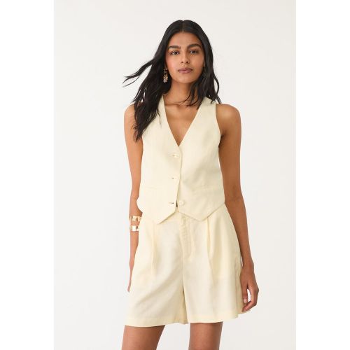 Gilet de tailleur dos nu en lin mélangé XS - Stradivarius - Modalova