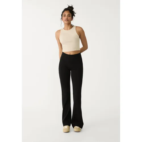 Pantalon flare maille côtelée XS - Stradivarius - Modalova