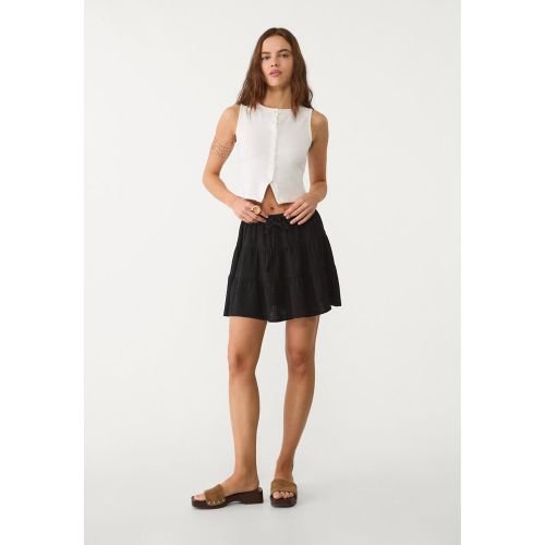 Mini-jupe paysanne en lin XS - Stradivarius - Modalova