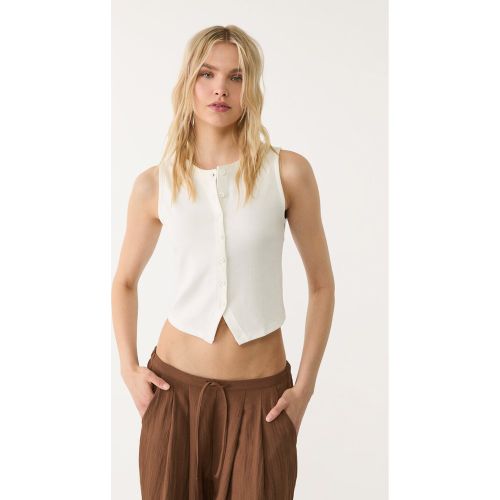 T-shirt basique à boutons Écru XS - Stradivarius - Modalova