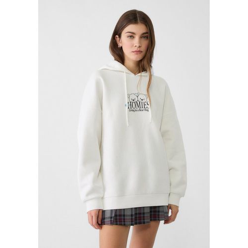 Sweat à capuche imprimé Écru XS - Stradivarius - Modalova