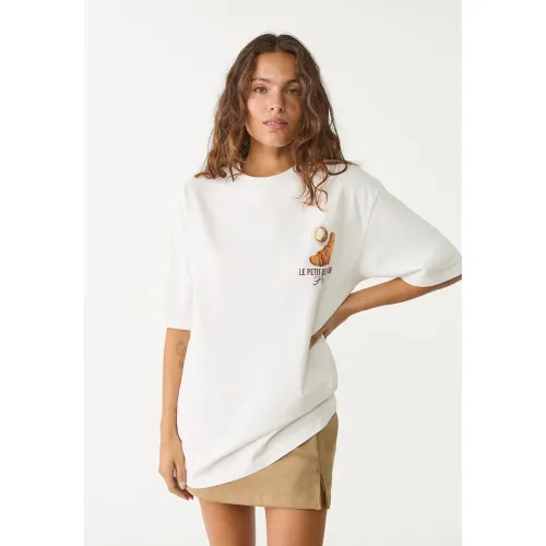 T-shirt oversize heavy cotton croissant Écru XS - Stradivarius - Modalova