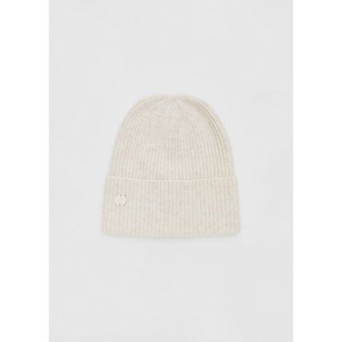 Bonnet en maille côtelée avec plaque Écru OS - Stradivarius - Modalova