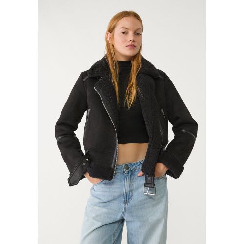 Blouson biker double face en suédine XS - Stradivarius - Modalova