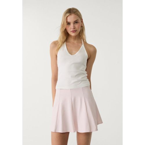 Top à encolure américaine et nœud Écru XS - Stradivarius - Modalova