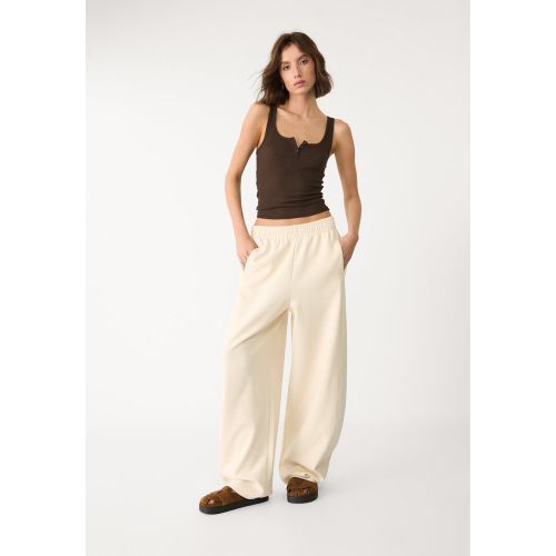 Pantalon barrel molleton Écru XS - Stradivarius - Modalova