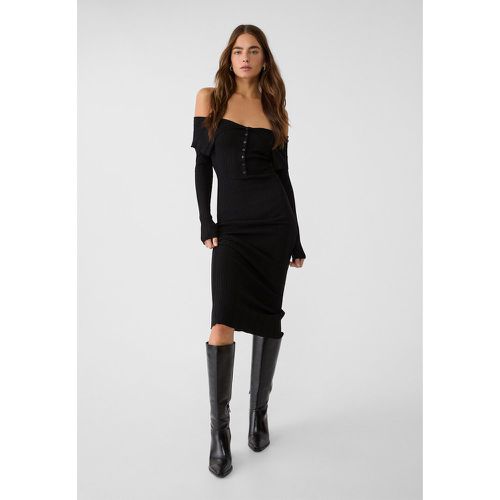 Robe longue en maille avec boutons XS - Stradivarius - Modalova