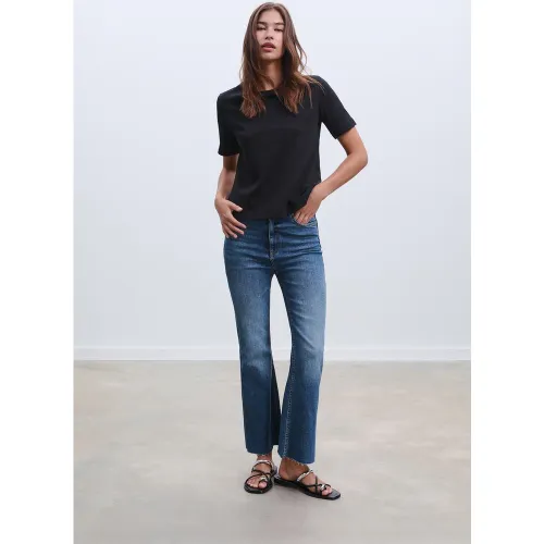 D78 Jean cropped flare DENIM BLEU MOYEN DÉLAVÉ 32 - Stradivarius - Modalova
