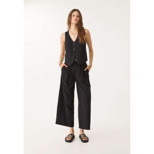 Jupe-culotte à pinces en lin XS - Stradivarius - Modalova