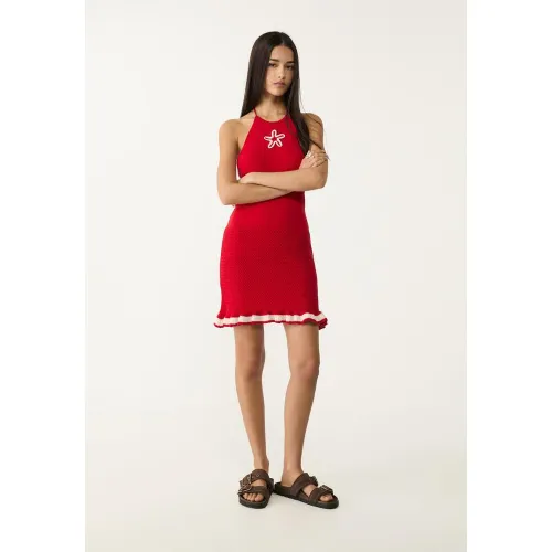 Robe courte en maille à encolure américaine XS - Stradivarius - Modalova