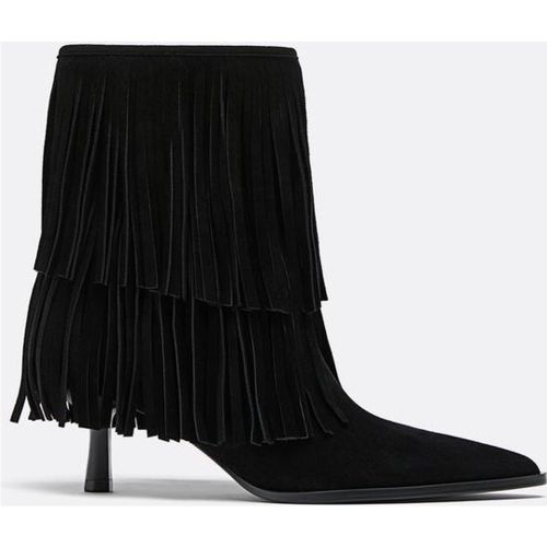 Bottines talon franges cuir 35 - Stradivarius - Modalova