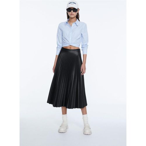 Jupe midi plissée similicuir XS - Stradivarius - Modalova