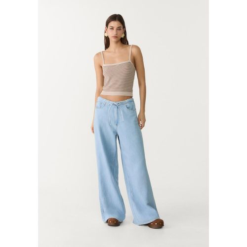 Jean droit fluide à lacets 32 - Stradivarius - Modalova