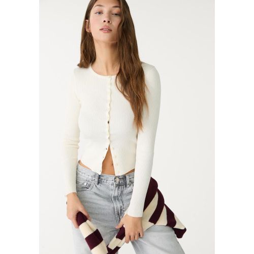 Cardigan côtelé Écru XS - Stradivarius - Modalova