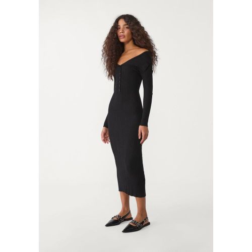 Robe longue en maille avec boutons XS - Stradivarius - Modalova