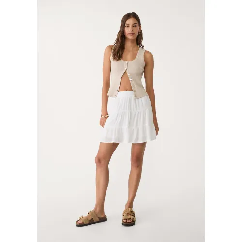 Mini-jupe fluide en lin XS - Stradivarius - Modalova