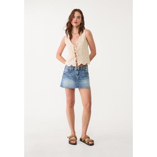 D62 Jupe-culotte en jean DENIM BLEU MOYEN DÉLAVÉ 32 - Stradivarius - Modalova