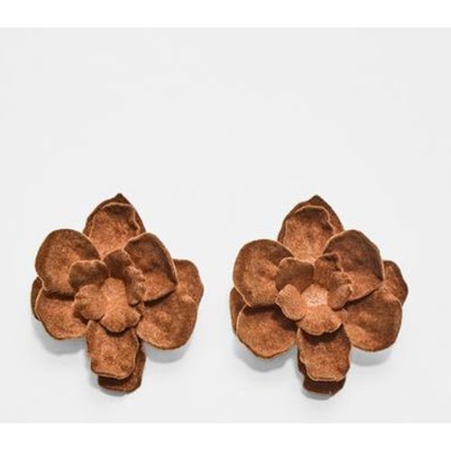 Boucles d’oreilles fleur suédine OS - Stradivarius - Modalova