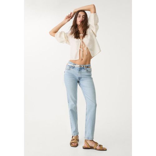 Jean 1465 mom slim DENIM BLEU MOYEN CLAIR DÉLAVÉ 32 - Stradivarius - Modalova